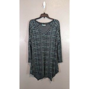 Tianello Womens Small Multicolor Asymmetrical Hem V-Neck Tunic Top FKJQ-199